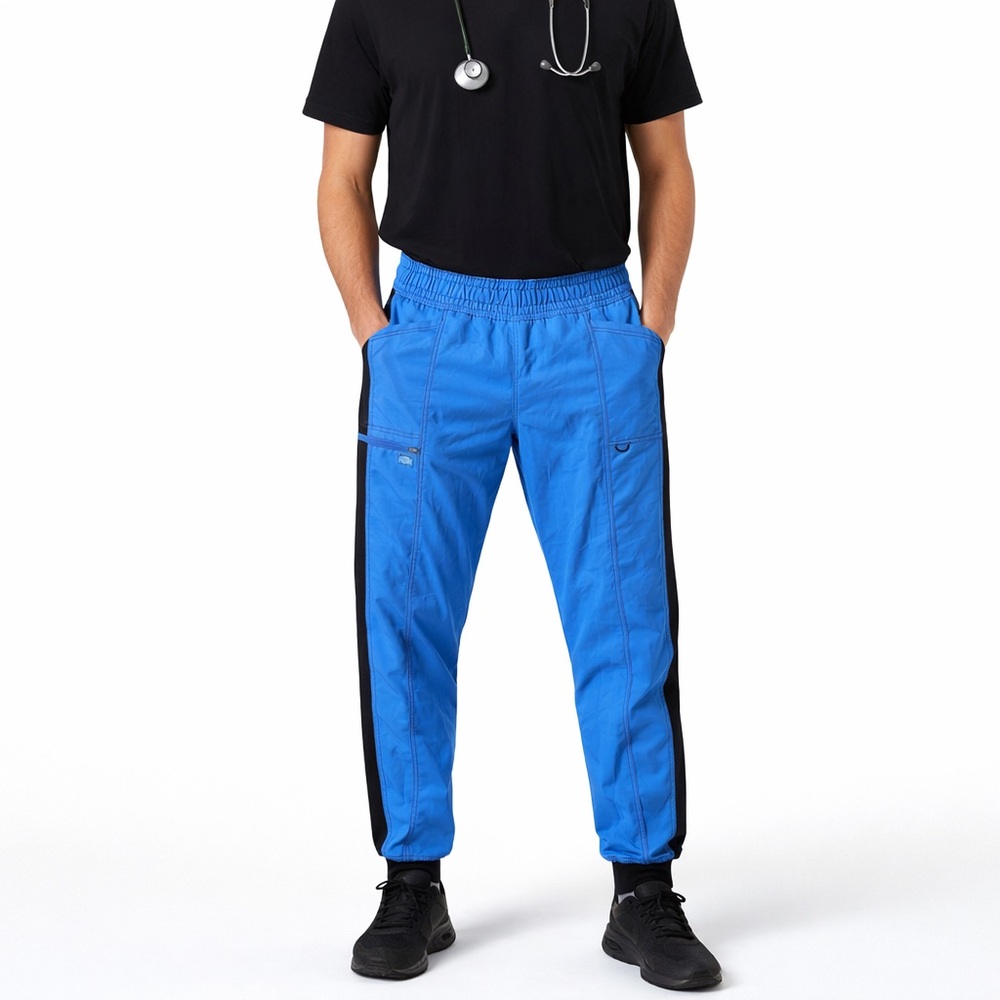Dickies Men's Blue and Black Joggers Scrubs Cuff Ankle Drawstring Closure M/L
